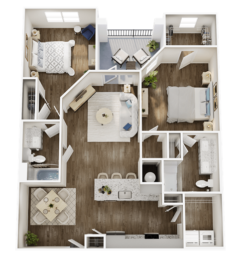 Floor plan for 2 beds, 2 baths, 1204 sqft